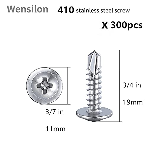 Wensilon（300pcs）#8×3/4”for Sheet Metal Self-Tapping Screws 410 Stainless Steel - Image 2