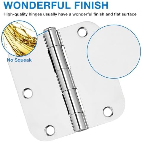 18 Pack Interior Door Hinges Polished Chrome 3.5 inch X 3-1/2" 5/8 Radius - Image 2