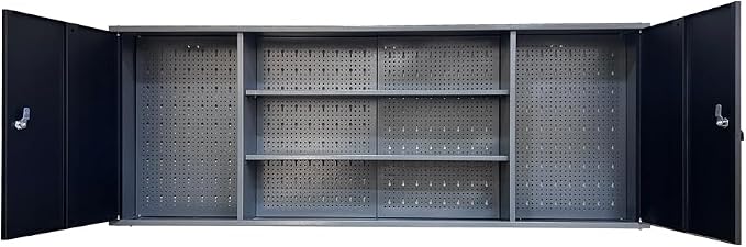 JZD Metal Storage Organization System, Wall Mount Tool Cabinets, Wood Tabletop - Image 4