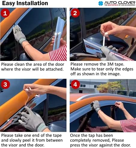 AUTOCLOVER Tape-On Rain Guards Window Visors 6 Pcs Set - Image 6