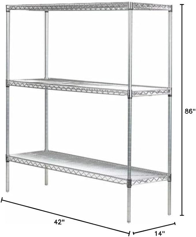 Omega 14" Deep x 42" Wide x 86" High 3 Tier Chrome Starter Shelving Unit - Image 2