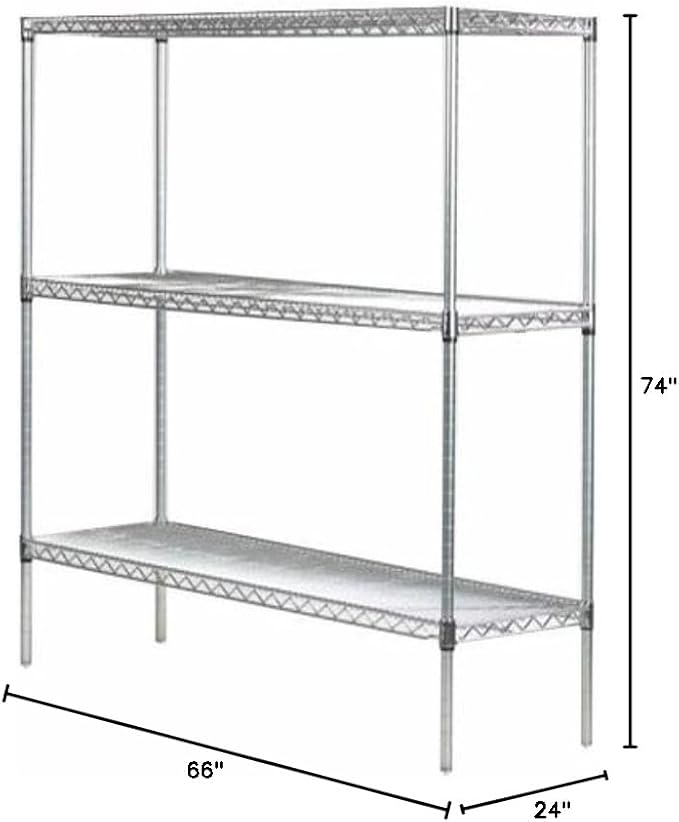 Omega 24" Deep x 66" Wide x 74" High 3 Tier Chrome Starter Shelving Unit - Image 2
