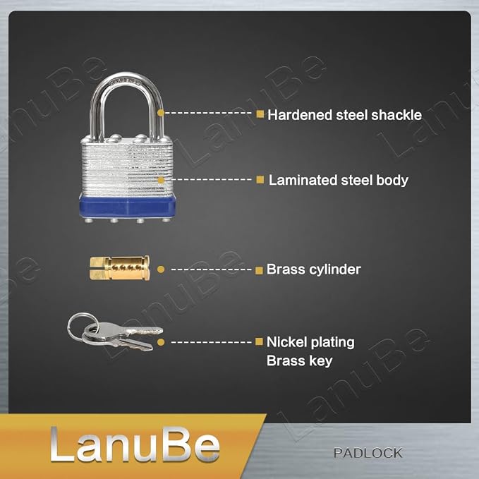LanuBe Lock Laminated keyed Padlock, keyed Alike Locks, Normal Shackle - Image 6