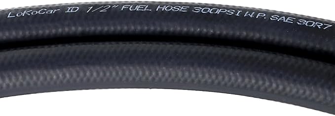 LokoCar Rubber Fuel Hose Line Push Lock 1/2" ID SAE 30R7 NBR 5ft 300PSI Black - Image 2