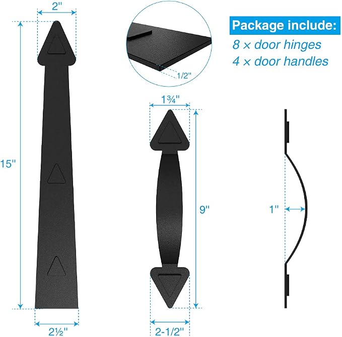 ZEKOO Garage Door Magnetic Decorative Hardware Kit, 8 Hinges 4 Handles Door - Image 2