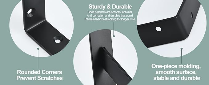 4 Pack L6 x H 4" Black Heavy Duty Shelf Brackets - Image 9