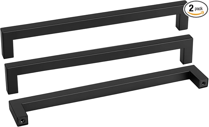 Goldenwarm 2 Pack Black Square Bar Cabinet Pull Drawer Handle Stainless Steel by goldenwarm