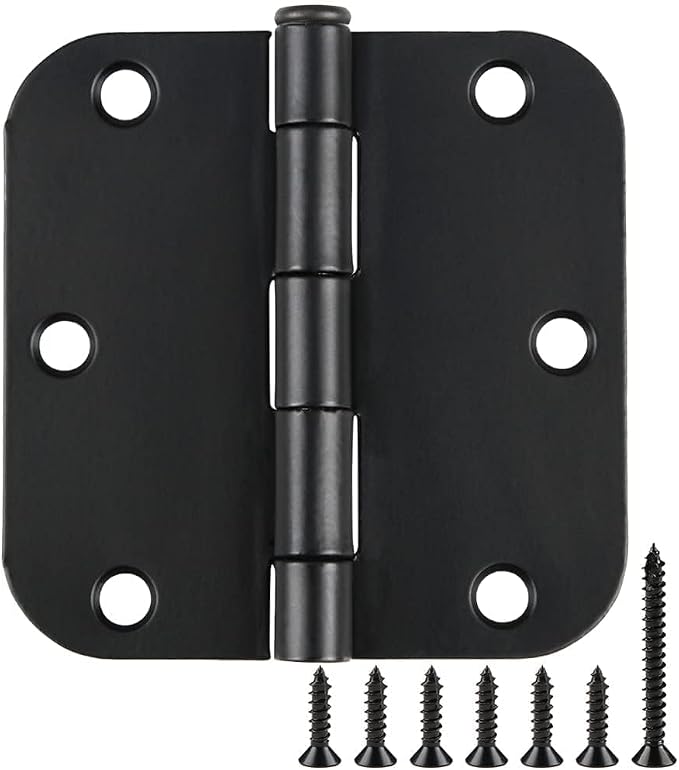 108 Pack Rounded Matte Black Door Hinges 3.5 Inch 5/8" Radius by TDCHINGES