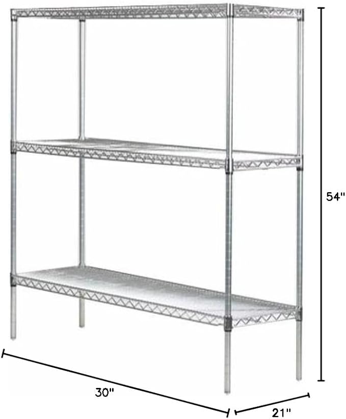 Omega 21" Deep x 30" Wide x 54" High 3 Tier Chrome Starter Shelving Unit - Image 2