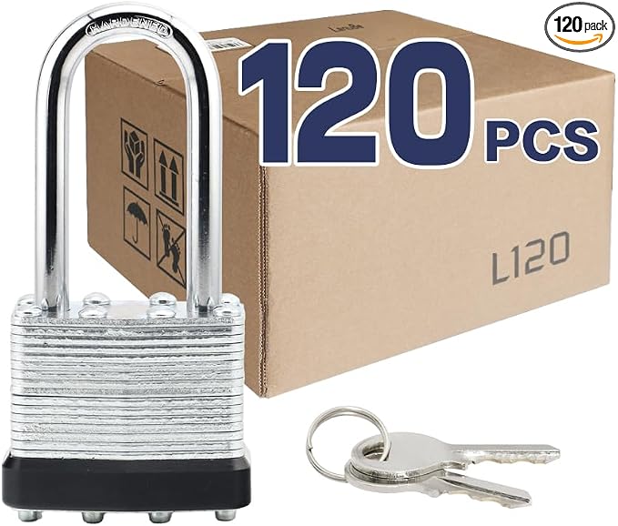 LanuBe Lock Laminated keyed Padlock, keyed Alike Locks, Long Shackle, Marked by LanuBe
