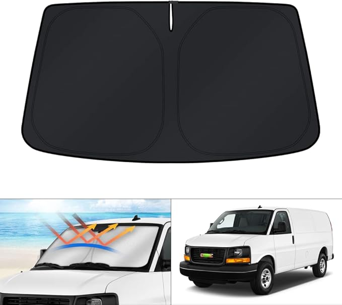 KUST Windshield Sun Shade for 1996-2024 GMC Savana Van Accessories, Passenger & by KUST