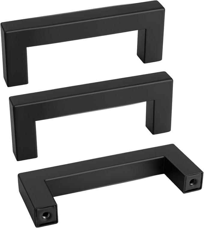 goldenwarm 3 Inch 50 Pack Matte Black Flat Square Bar Kitchen Hardware Closet by goldenwarm