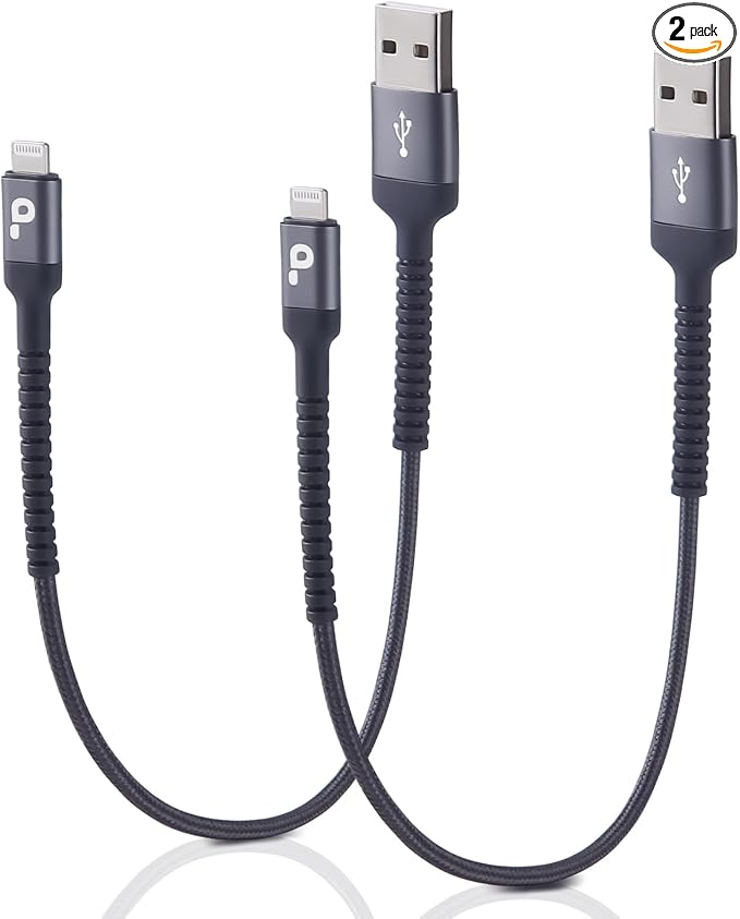 Short iPhone Charger Cable 1FT 2Pack Apple MFi Certified USB Lightning Cable by PRAKIE