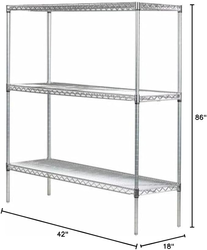 Omega 18" Deep x 42" Wide x 86" High 3 Tier Chrome Starter Shelving Unit - Image 2