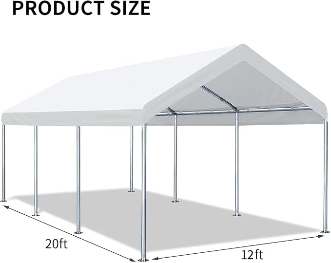 12'x20' Upgraded Carport Replacement Top Canopy Cover - Image 4