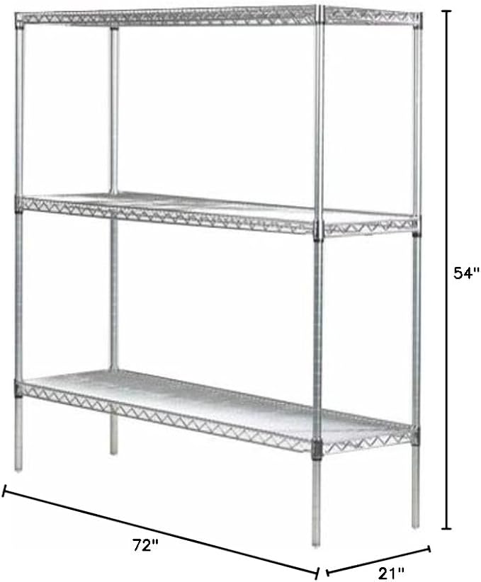 Omega 21" Deep x 72" Wide x 54" High 3 Tier Chrome Starter Shelving Unit - Image 2