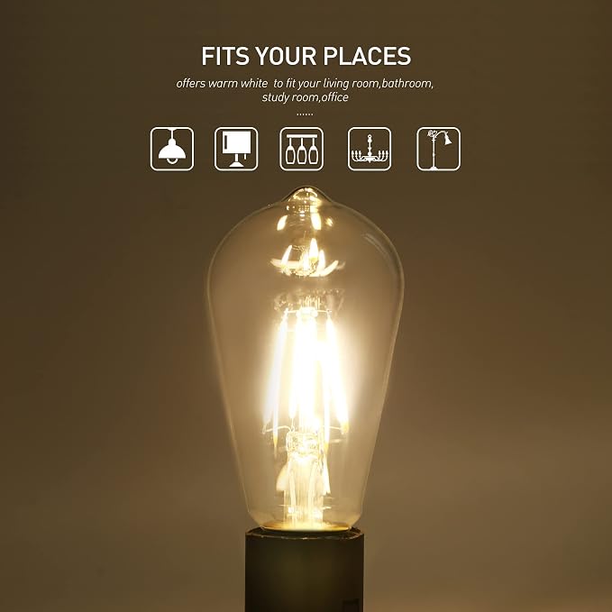 LED Edison Bulb 4W, Antique 40W Vintage Edison Bulb, E26 Light Bulb Non - Image 3