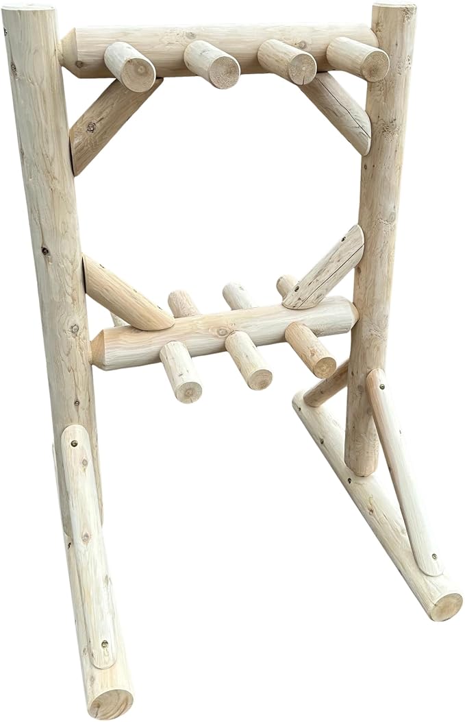 8-Place Freestanding Log Ski Rack Holder, Indoor & Outdoor Snowboard Racks by LogKayakRack