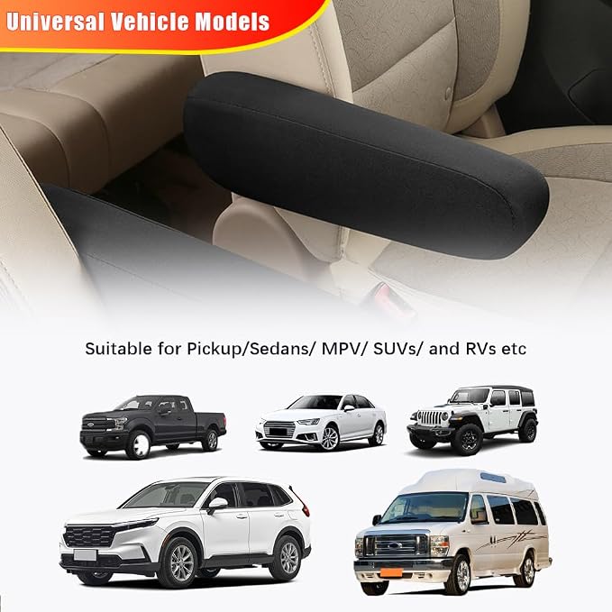 2PC Car Front Seat Armrest Covers, Universal Size Seat Arm Rest Cover, Flat - Image 5