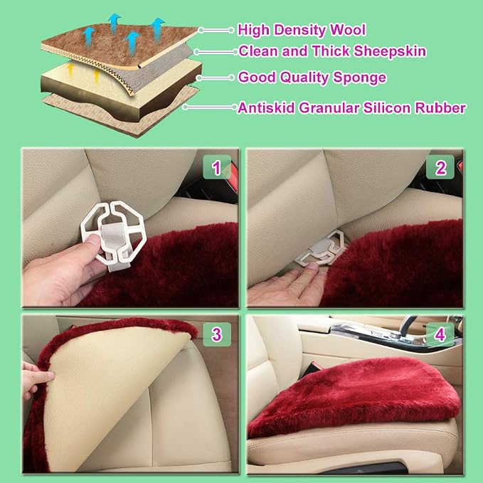 Fluffy Genuine Australia Sheepskin Car Seat Cover - Image 5
