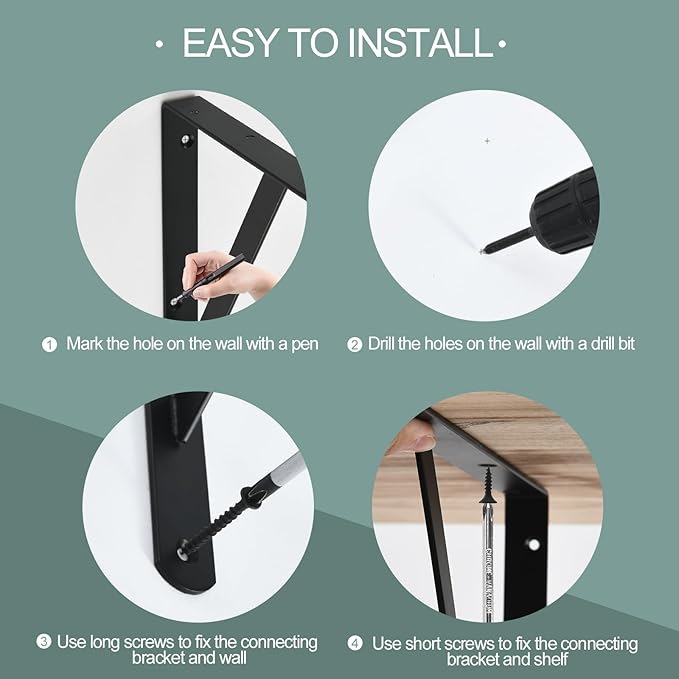 16 Pack L16 x H 10" Black Heavy Duty Shelf Brackets - Image 4
