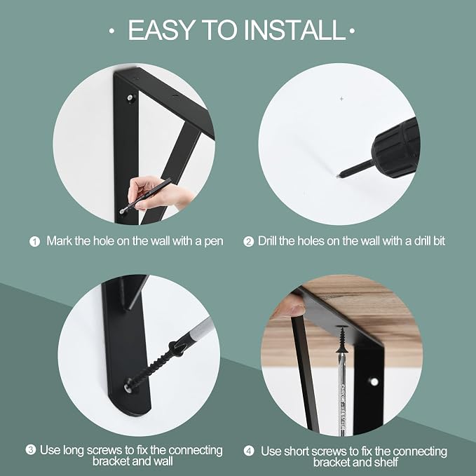 6 Pack L14 x H 10" Black Heavy Duty Shelf Brackets - Image 3