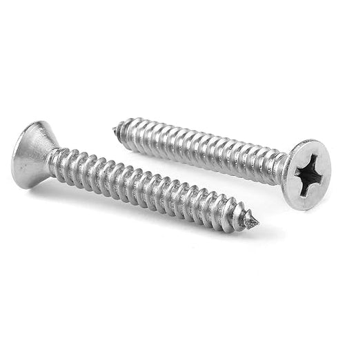 #6 x 1-1/4" Wood Screw 100Pcs 18-8 Stainless Steel Screws Flat Head Phillips by SGTZH