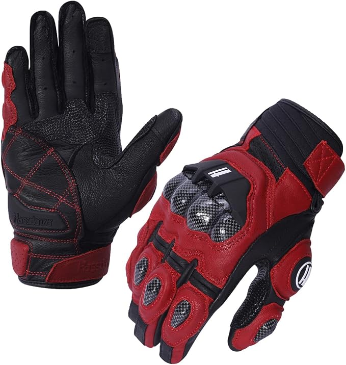 Harssidanzar Breathable Leather Motorcycle Gloves Touchscreen - Image 5