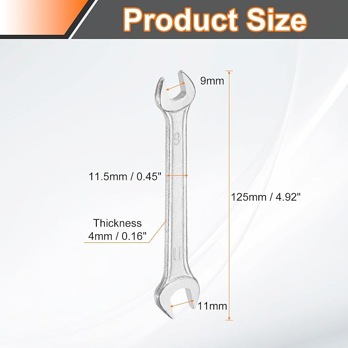HARFINGTON Double Open End Wrench 9mm x 11mm Metric 15 Degree Offset Angle - Image 2