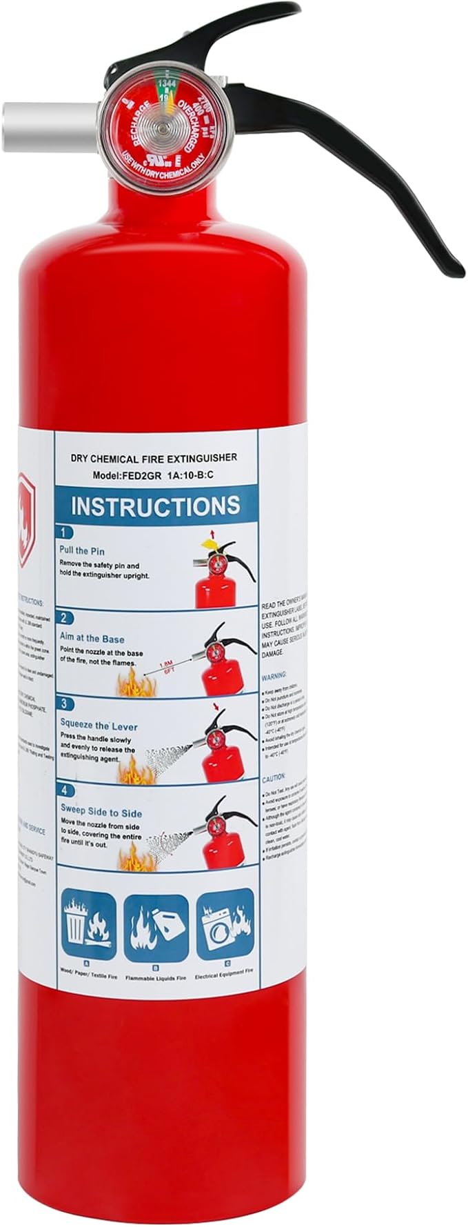 1 Pack ABC Dry Chemical Fire Extinguisher, 2.5 lb 1A:10B:C Rating by Leyanny