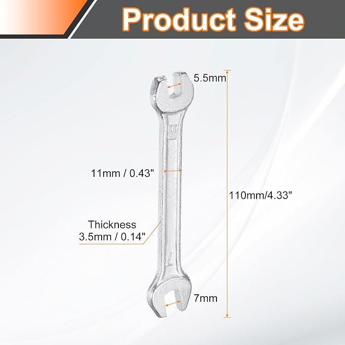 HARFINGTON 5pcs Double Open End Wrench 5.5mm x 7mm Metric 15 Degree Offset - Image 2