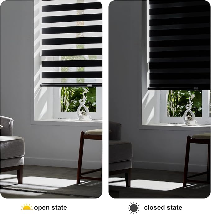 Persilux Cordless Zebra Blinds for Windows Free-Stop Windows Shades Dual Layer - Image 5