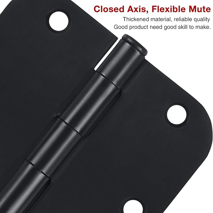 TDCHINGES 30 Pack Rounded Matte Black Door Hinges 3.5 Inch 5/8" Radius Interior - Image 6