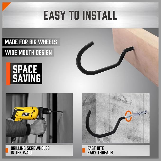 HORUSDY 12 Pack Heavy Duty Bike Hooks - Image 6