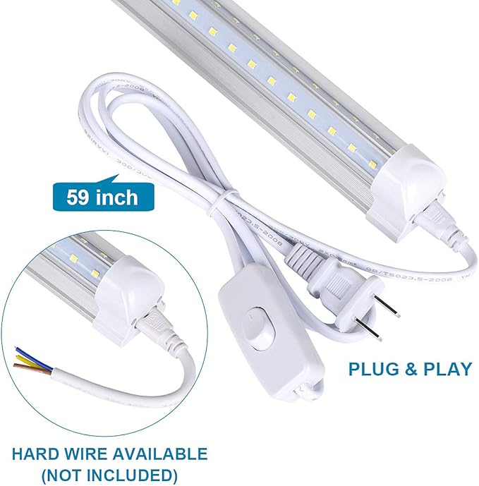 4 Pack, Led Shop Lights, 8FT Led Shop Light, 100W 6000K 15000LM Clear White - Image 2