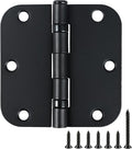 3 Pack Rounded Matte Black Door Hinges 3.5 Inch 5/8" Radius No Squeak Ball by TDCHINGES