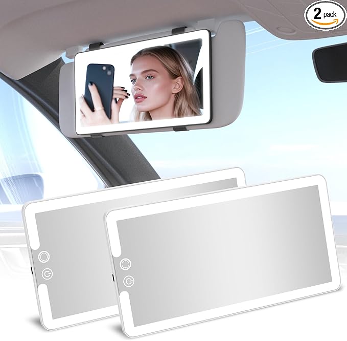 2 Pcs Car Sun Visor Vanity Mirror, Dimmable Rear View Visor Makeup Mirror by Junyaoxuan