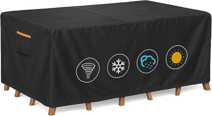 Outdoor Waterproof Furniture Cover, 126W x 74L x 28H inches Heavy Duty 600D by BRUXOLAY