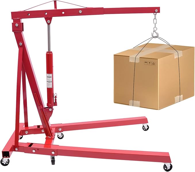Folding Engine Crane 1 Ton Folding Engine Hoist 2200lbs Hydraulic Crane by ZeStarDair