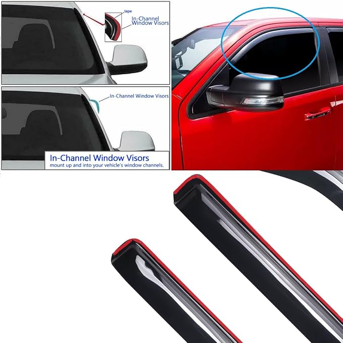 Side Window Deflector Visor Rain Guard, in-Channel Style Shatterproof Dark Smoke - Image 5