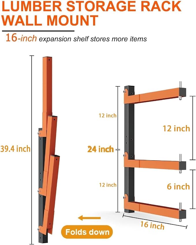 Lumber Storage Rack Wall-Mounted Lumber Racks Heavy Duty Wood Storage Rack - Image 2