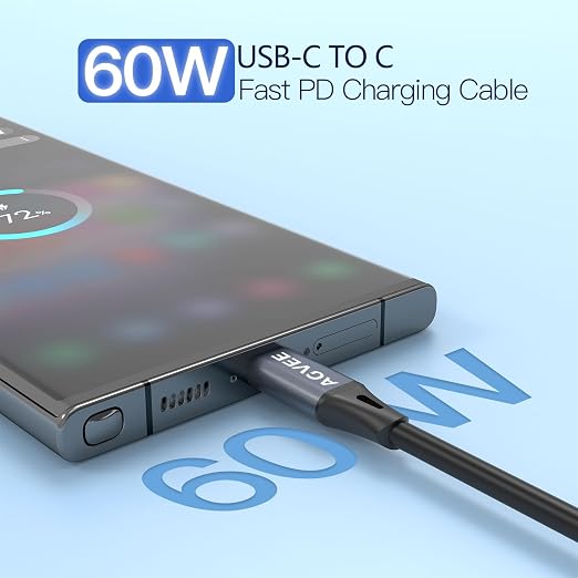 AGVEE 2 Pack 3ft Coiled Short USB-C to USB-C Charging Cable 60W PD Fast Charger - Image 2