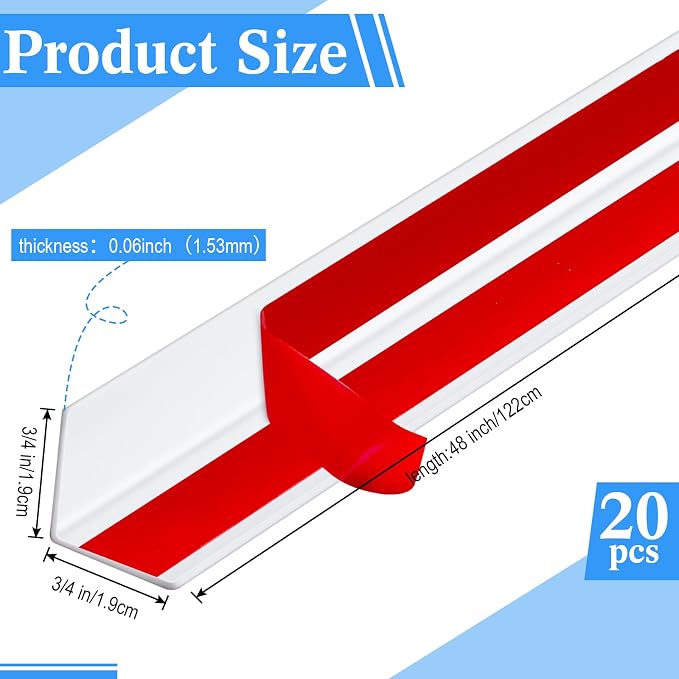 Sasylvia 20 Pcs Wall Corner Protector Guards, 3/4 x 48 Inches Self Adhesive - Image 2