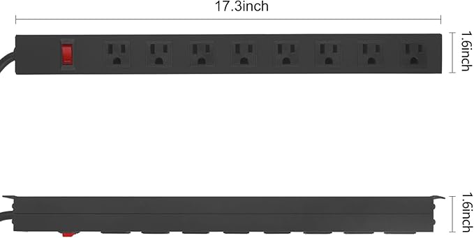 2Pack Metal 8 Outlet Mountable Power Strip, Wall Mount Outlet Heavy Duty - Image 2