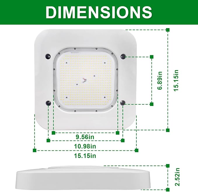OSTEK LED Gas Station Canopy Light, 150W Carport Ceiling Light 5700K, Outdoor - Image 4