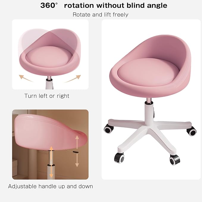 Rolling Stool Set of 4 Rolling Hydraulic Salon Stool - Image 3