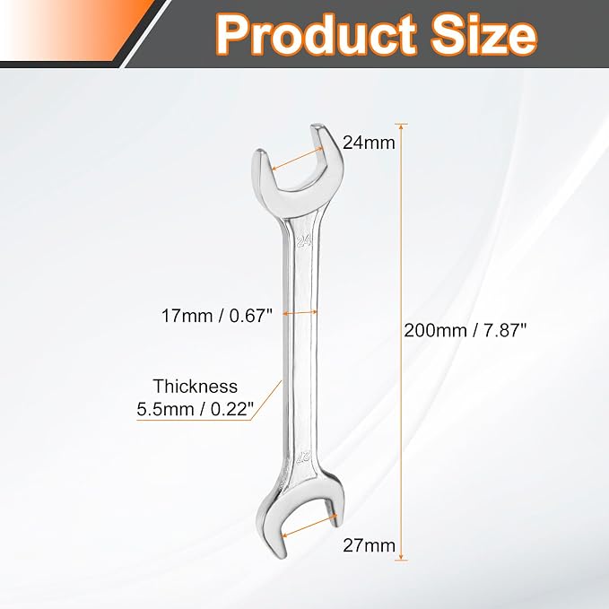 HARFINGTON Double Open End Wrench 24mm x 27mm Metric 15 Degree Offset Angle - Image 2