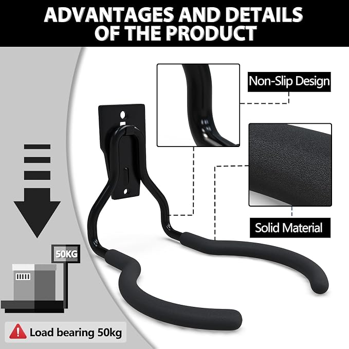 3-H Weed Eater Hanger 1 Pack, 1 Large Garage Wall Hooks, 1 Extension Strap - Image 6