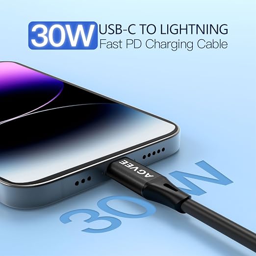 AGVEE 2 Pack 3ft Coiled Short USB-C to Lightning Charging Cable 30W PD Fast - Image 2