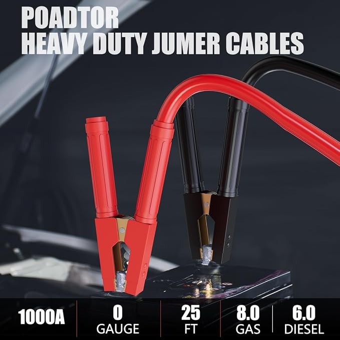 0 Gauge 25 Feet Jumper Cables for Car Battery, Heavy Duty Automotive Booster - Image 6